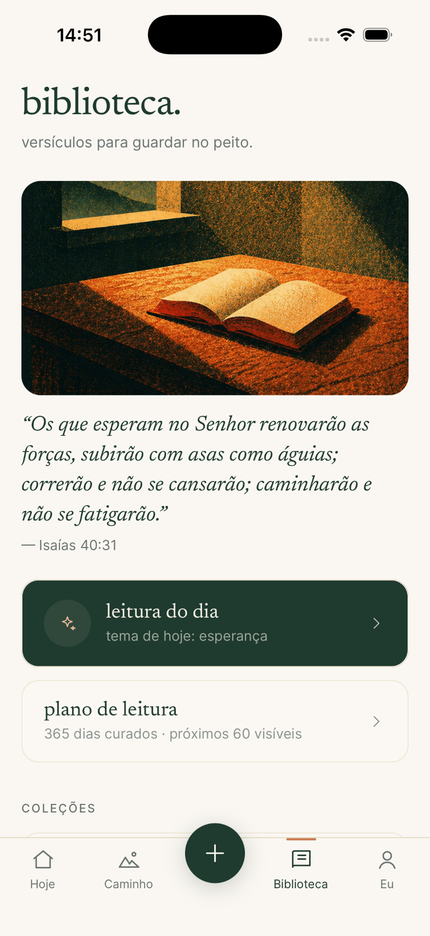Tela da biblioteca de versículos