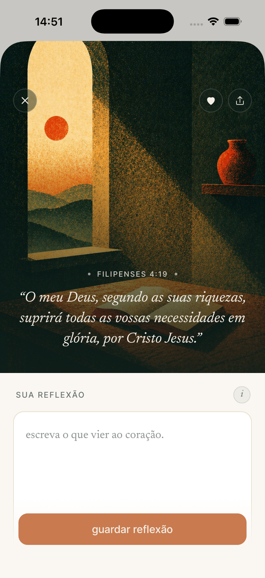 Tela de reflexão pessoal